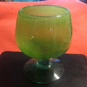 Mexican Blown Glass Brandy Sniffer.. beautiful Green 6 inch